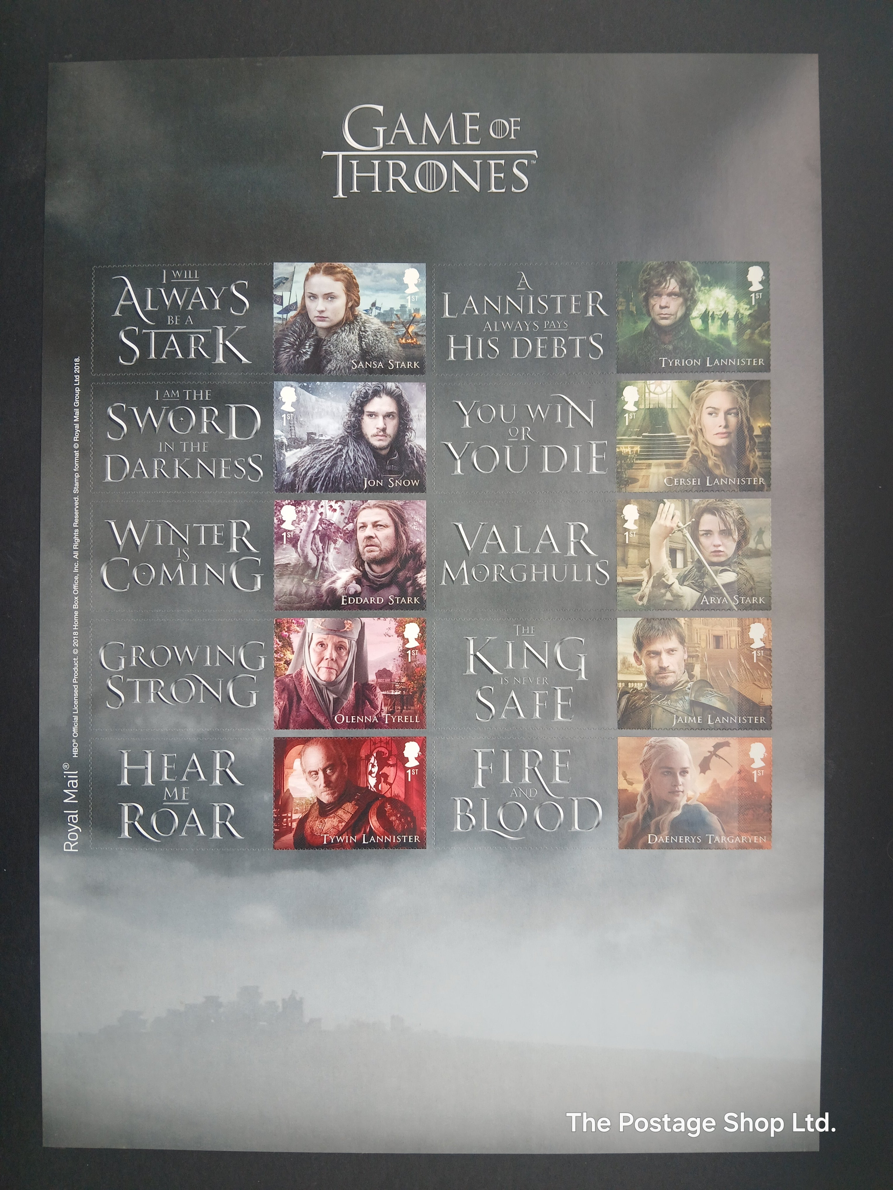 Game of Thrones 1st Issue Smiler/Label Sheet - Save up to 30%